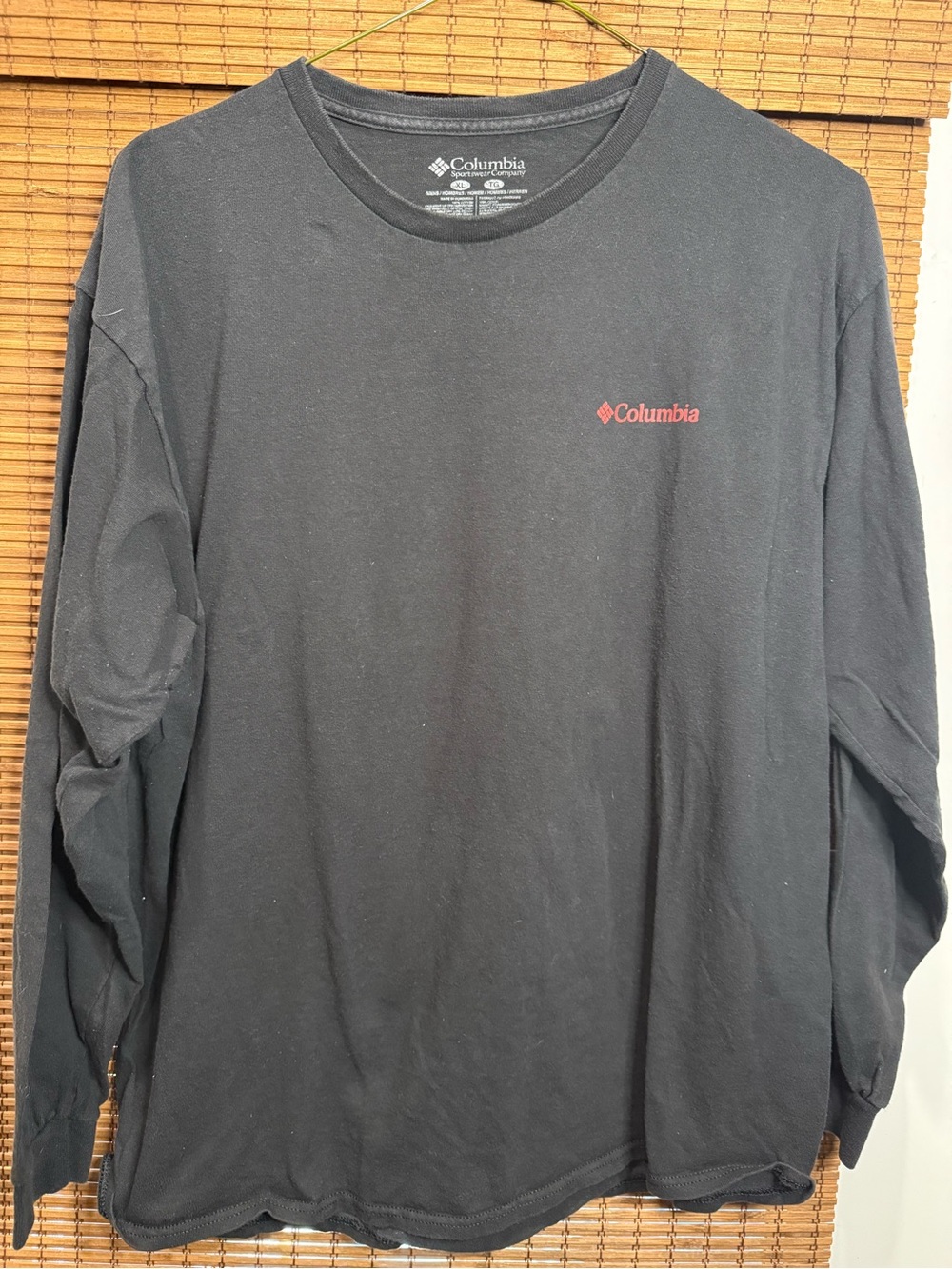 Columbia Black Long-Sleeve Crewneck Shirt with Red Logo